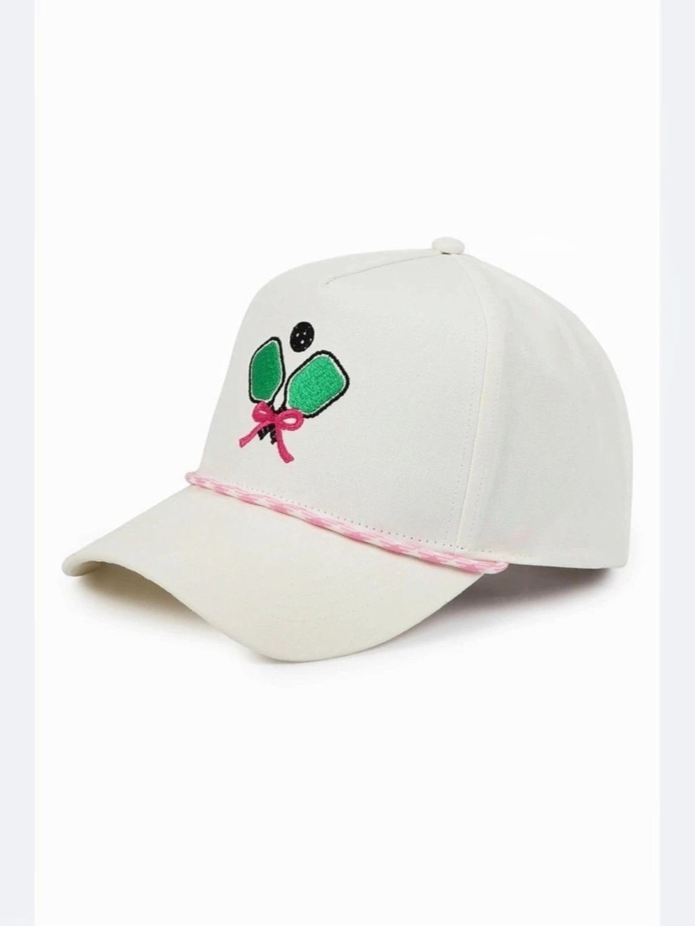 NEW David & Young Pickleball Embroidered Cotton Baseball Cap Hat White Women’s